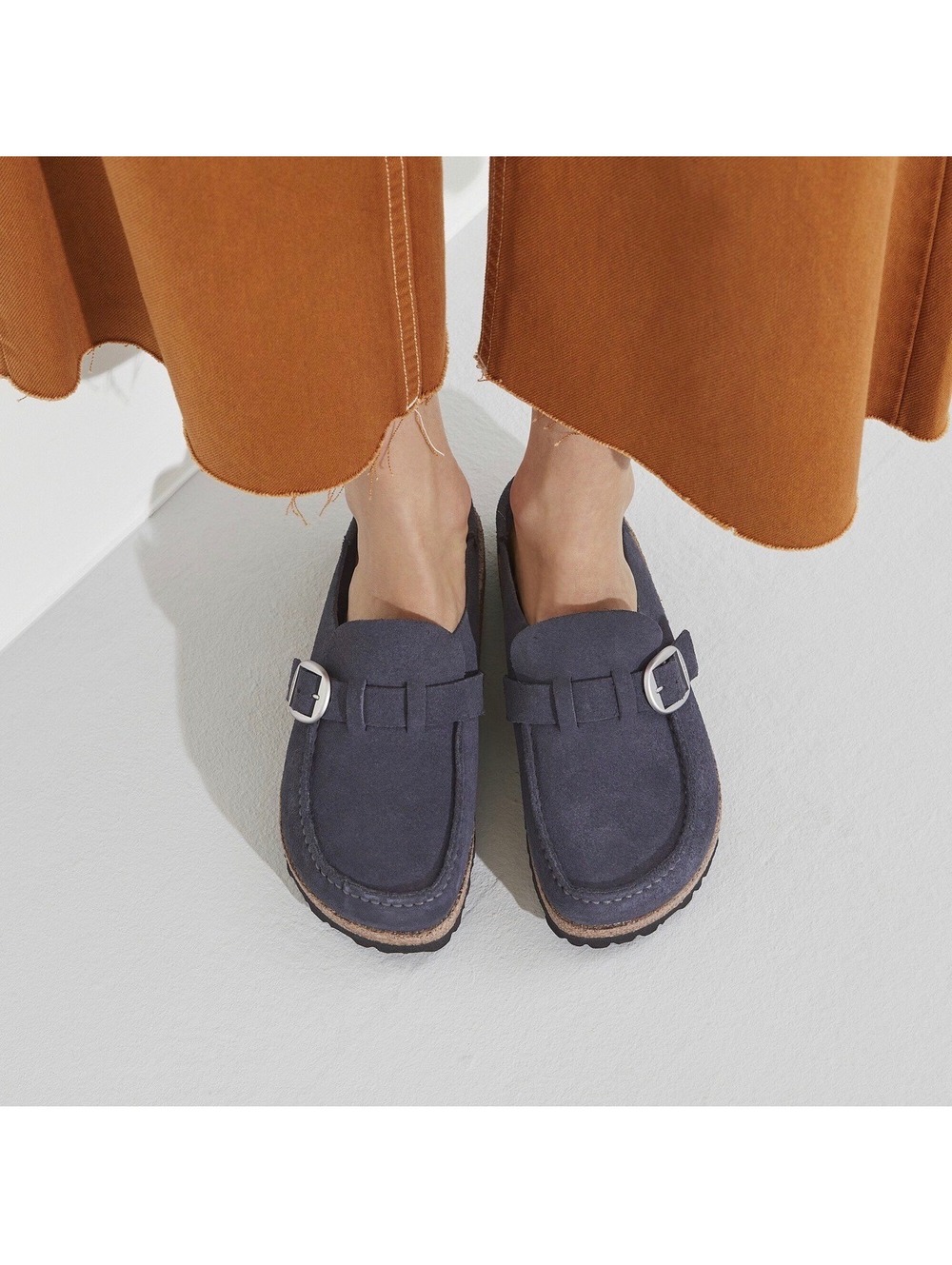 Birkenstock Buckley Suede Leather Moccasin Clogs Navy Blue Size 39 (US 8 / 8.5)